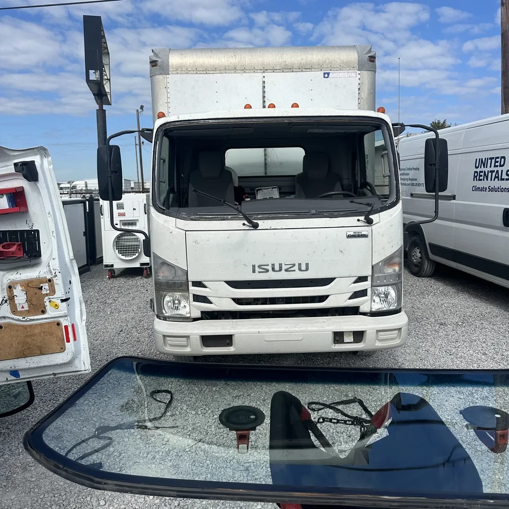 Isuzu truck windshield. Windshield removed.